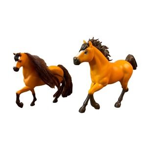 Dreamworks Spirit Riding Free Horse Figures Animal Tan Brown Lot of 2 Bundle